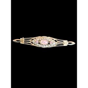 Vintage Gold Pink Opal Pin